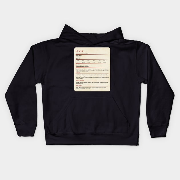 D&D Uncle Statblock Kids Hoodie by Sunburst